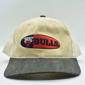 VINTAGE Chicago Bulls Hat Cap Mens Snapback Beige White NBA Twins Enterprises